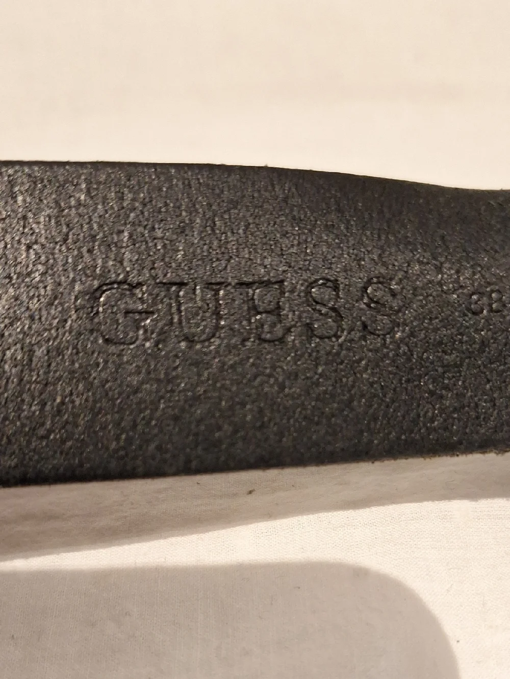 Guess Black Leather Men's Belt with Double Pronge  Silver Rectangle Buckle